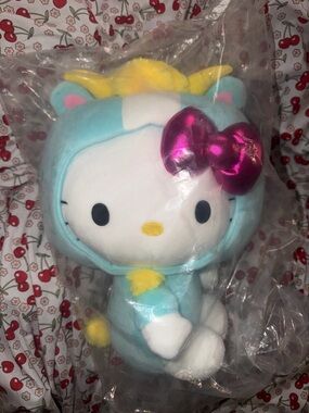 Hello Kitty Capricorn Plush Toy Blue White Yellow with Pink Bow
